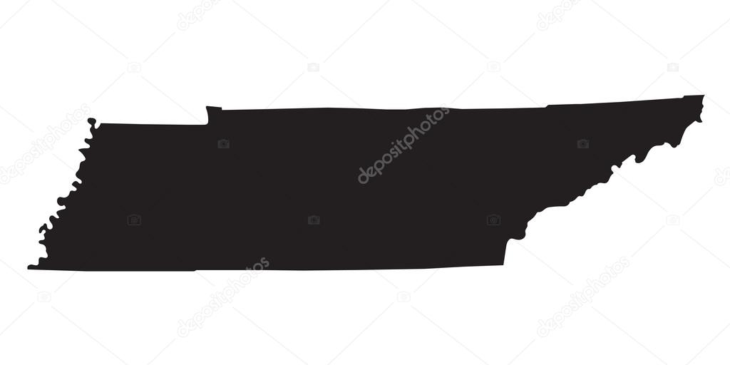 Black map of Tennessee