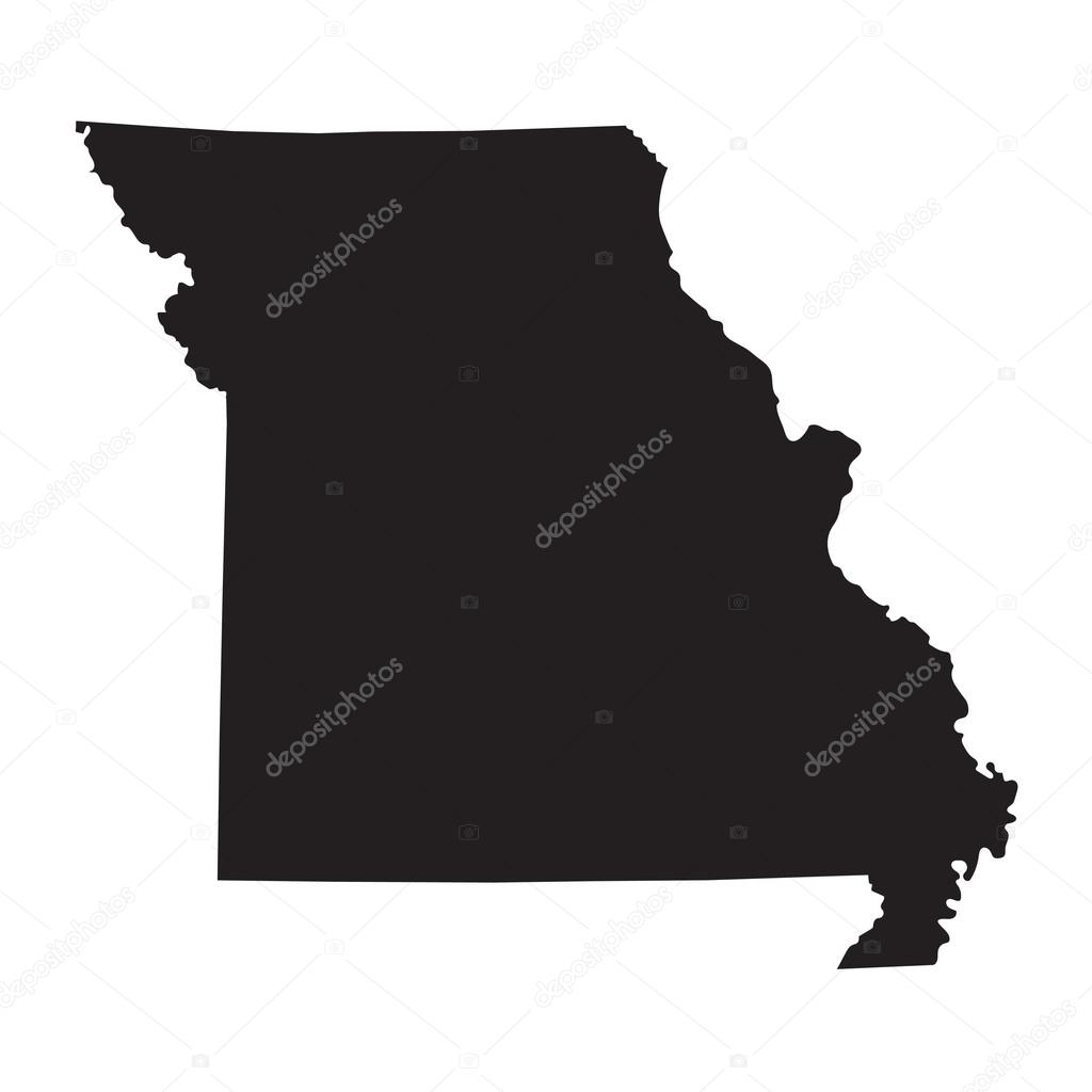 Black map of Missouri map