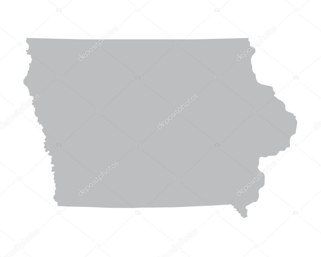 Grey map of Iowa