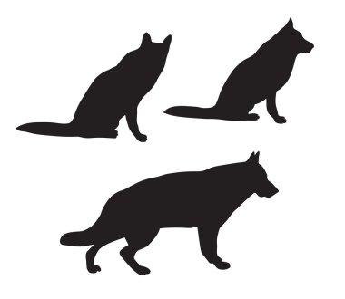 Alman çoban köpeği siyah siluetleri