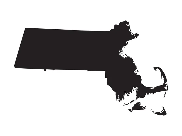Negro mapa de Massachusetts — Archivo Imágenes Vectoriales