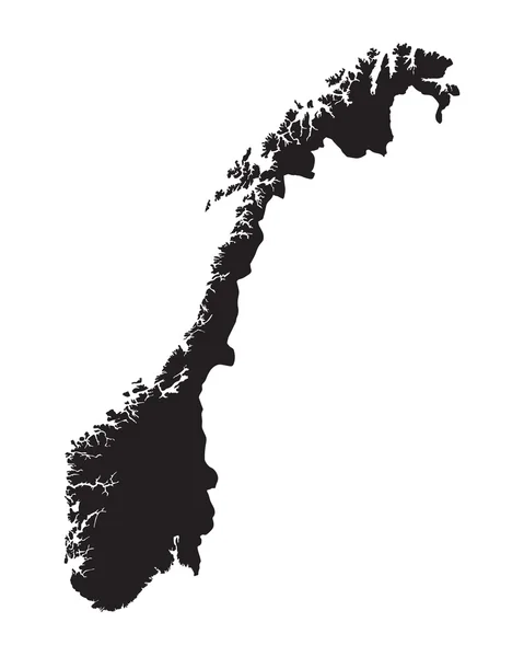 Preto mapa de Noruega — Vetor de Stock