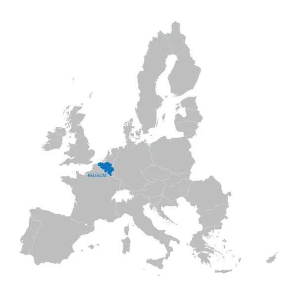 Karte der Europäischen Union mit Angabe Belgiens — Stockvektor