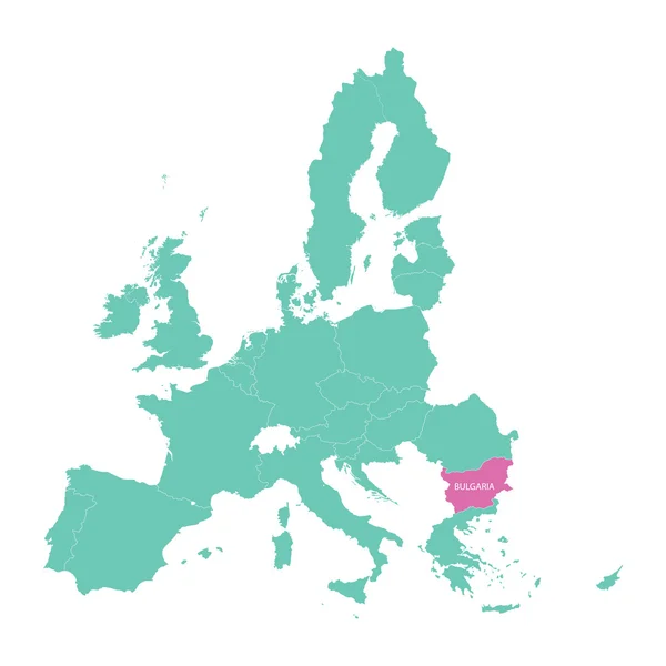 Carte de l'Union européenne avec indication de la Bulgarie — Image vectorielle