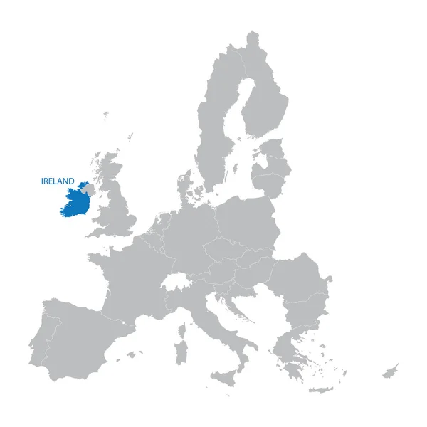 Mapa de la Unión Europea con indicación de Irlanda — Vector de stock