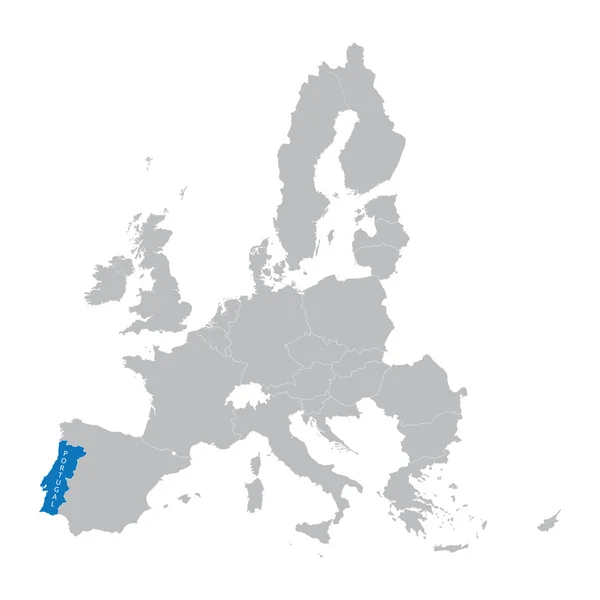 Mapa da União Europeia com indicação de Portugal — Vetor de Stock