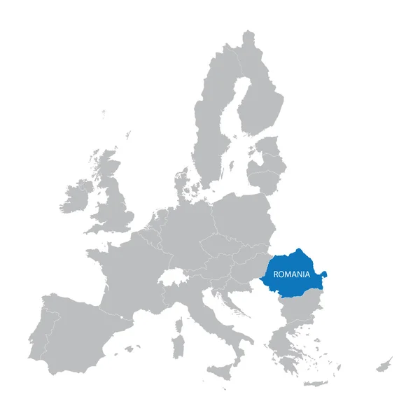 Mapa de la Unión Europea con indicación de Rumanía — Vector de stock