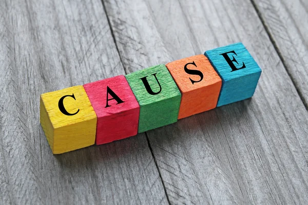 Word cause on colorful wooden cubes — Stock Photo, Image