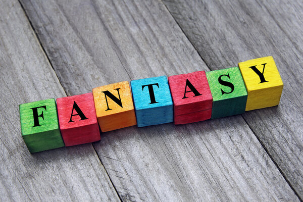 word fantasy on colorful wooden cubes