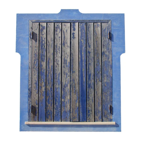 Closed shutter with peeling blue paint — Stock Photo, Image