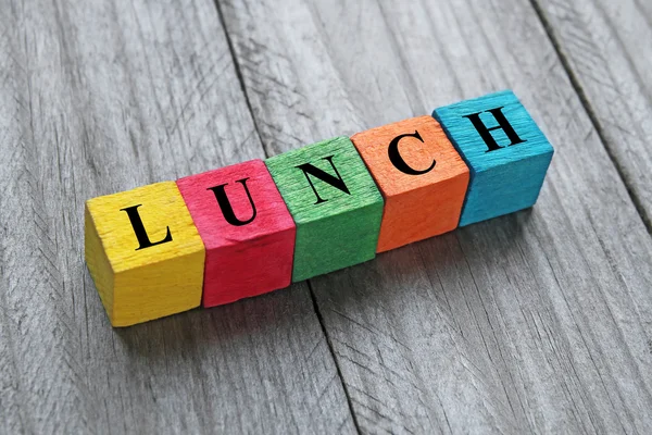 Word lunch on colorful wooden cubes — Stock Photo, Image