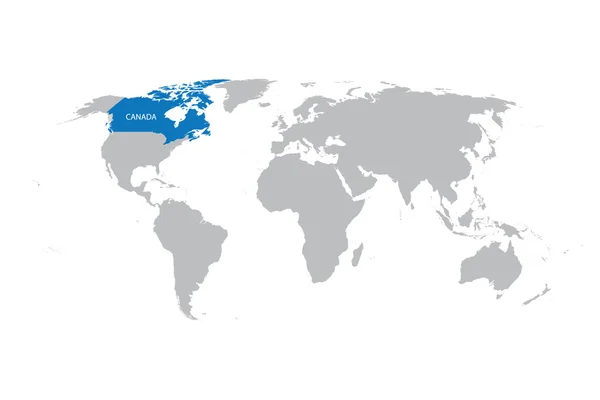 Mapa del mundo con indicación de Canadá — Archivo Imágenes Vectoriales