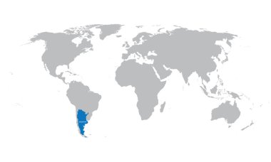 world map with indication of Argentina