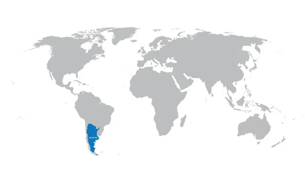 Mapa del mundo con indicación de Argentina — Archivo Imágenes Vectoriales