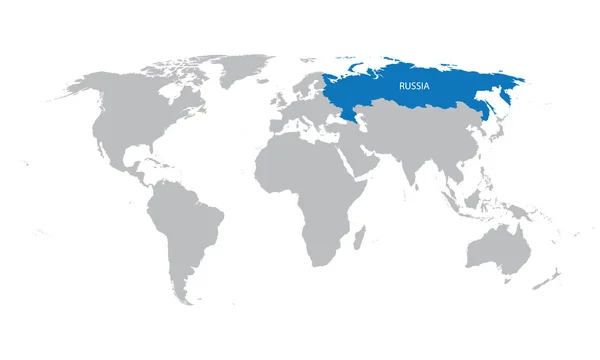 Carte du monde avec indication de la Russie — Image vectorielle