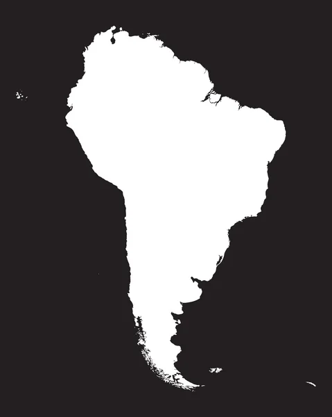 Mapa preto e branco da América do Sul —  Vetores de Stock