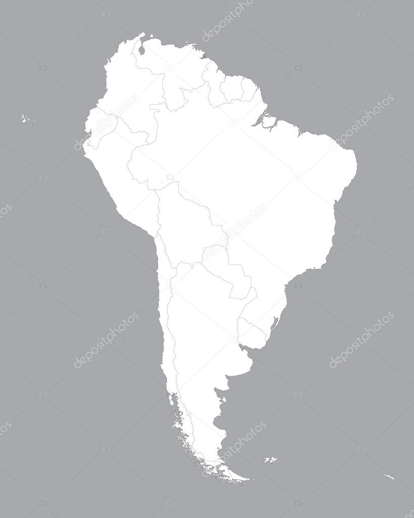 White map of South America — Stock Vector © chrupka #78470612