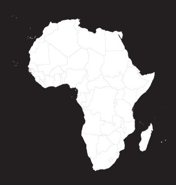 siyah ve beyaz Afrika Haritası