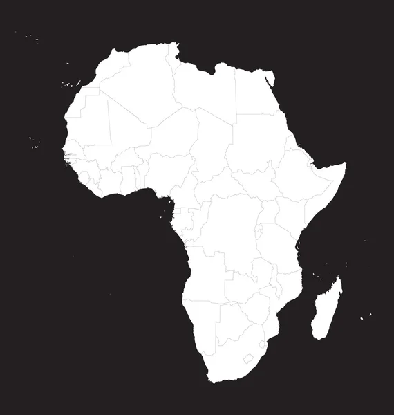 Carte en noir et blanc de l'Afrique — Image vectorielle