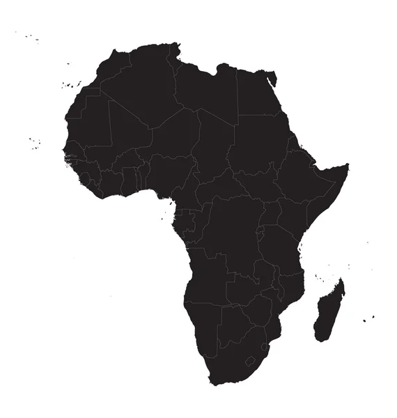 Zwarte kaart van Afrika — Stockvector