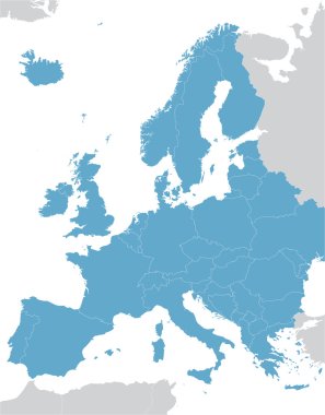 Mavi Avrupa vektör harita