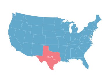 Texas göstergesi ile vektör harita Amerika Birleşik Devletleri