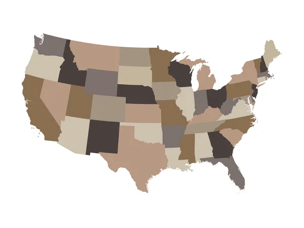 Mappa vettoriale marrone di Stati Uniti — Vettoriale Stock