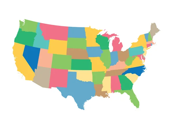 Mapa colorido de Estados Unidos — Vetor de Stock