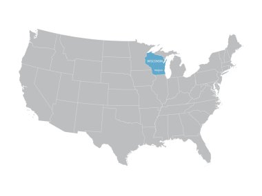 vector map of United States with indication of Wisconsin clipart