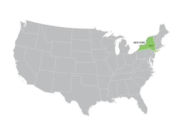 Mappa vettoriale degli Stati Uniti con indicazione di New York — Vettoriale Stock