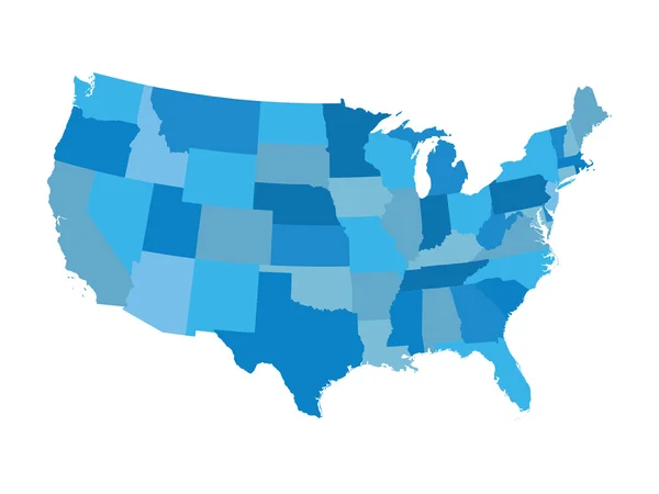 Mapa vectorial azul de Estados Unidos — Archivo Imágenes Vectoriales