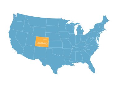 Colorado göstergesi ile mavi vektör harita Amerika Birleşik Devletleri