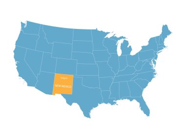 New Mexico göstergesi ile mavi vektör harita Amerika Birleşik Devletleri