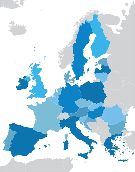 Blauwe kaart van de Europese Unie — Stockvector