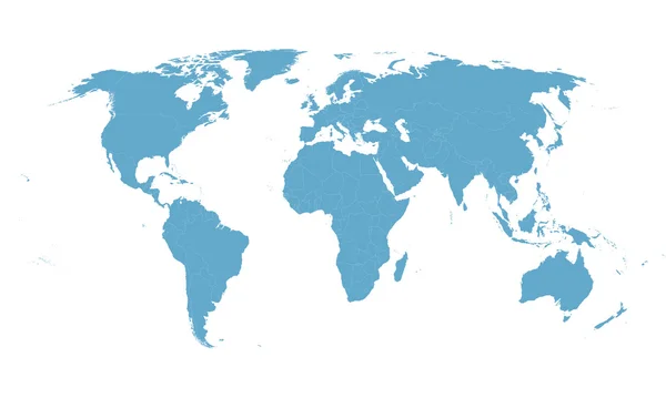 Mapa do mundo vetorial azul com todas as fronteiras do país —  Vetores de Stock