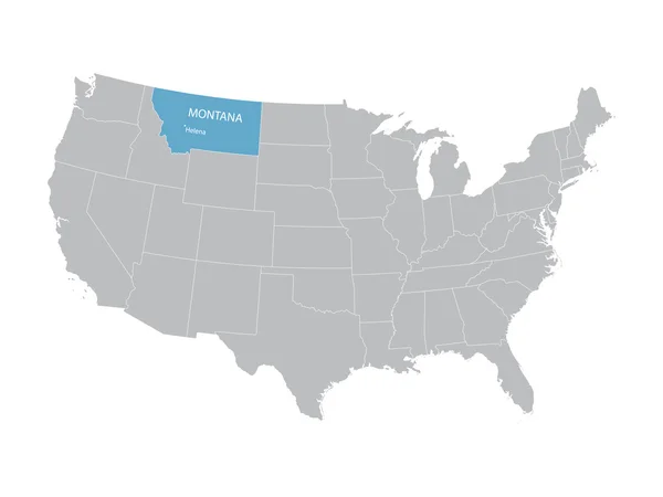 Mapa vectorial gris de Estados Unidos con indicación de Montana — Archivo Imágenes Vectoriales