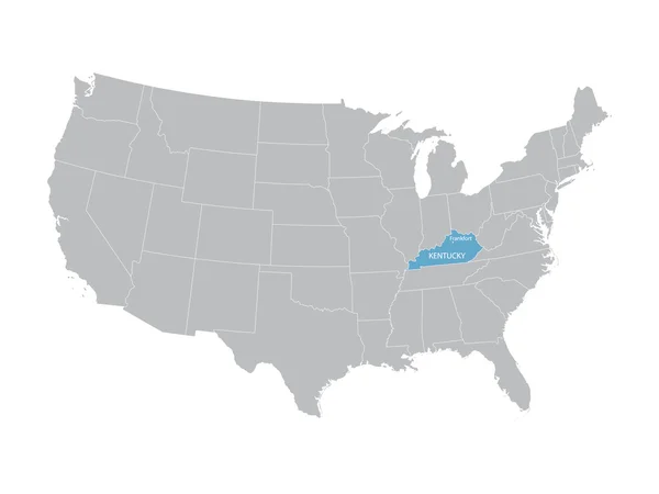 Mapa vetorial dos Estados Unidos com indicação de Kentucky —  Vetores de Stock