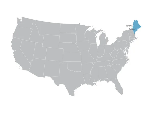 Mapa vectorial de Estados Unidos con indicación de Maine — Vector de stock