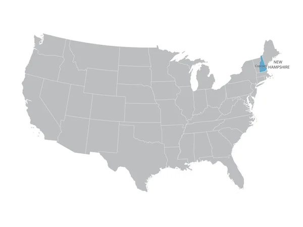 Vektorová mapa Spojených států s údajem o New Hampshire — Stockový vektor