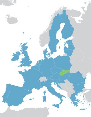 Avrupa ve Avrupa Birliği harita Slovakya göstergesi ile
