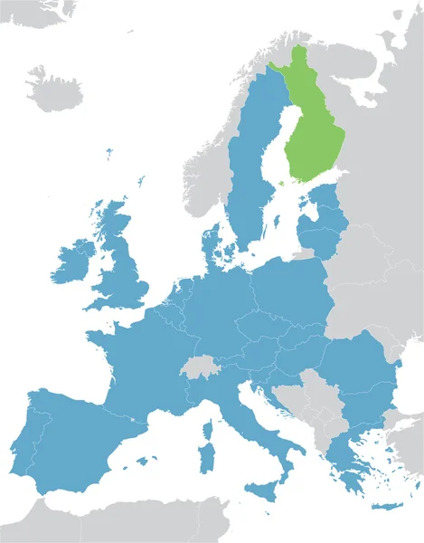 Finlandiya göstergesi ile Avrupa ve Avrupa Birliği harita — Stok Vektör