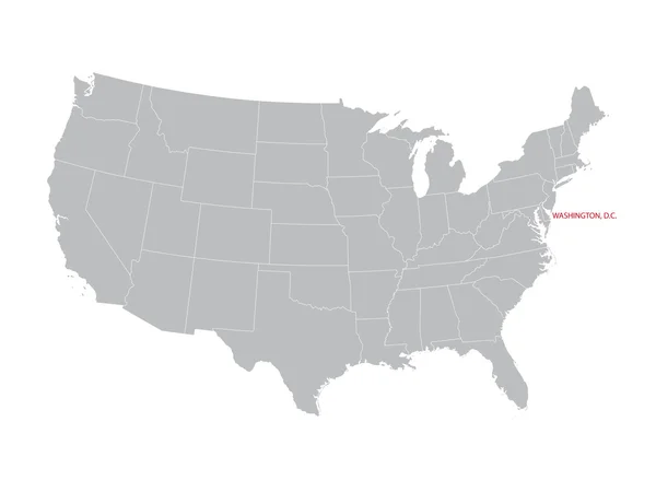 Mapa vetorial dos Estados Unidos com indicação de Washington, D.C. . —  Vetores de Stock