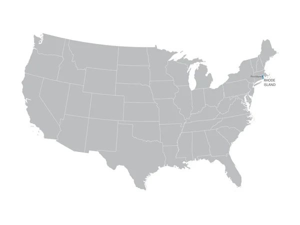 Mapa vectorial de Estados Unidos con indicación de Rhode Island — Archivo Imágenes Vectoriales