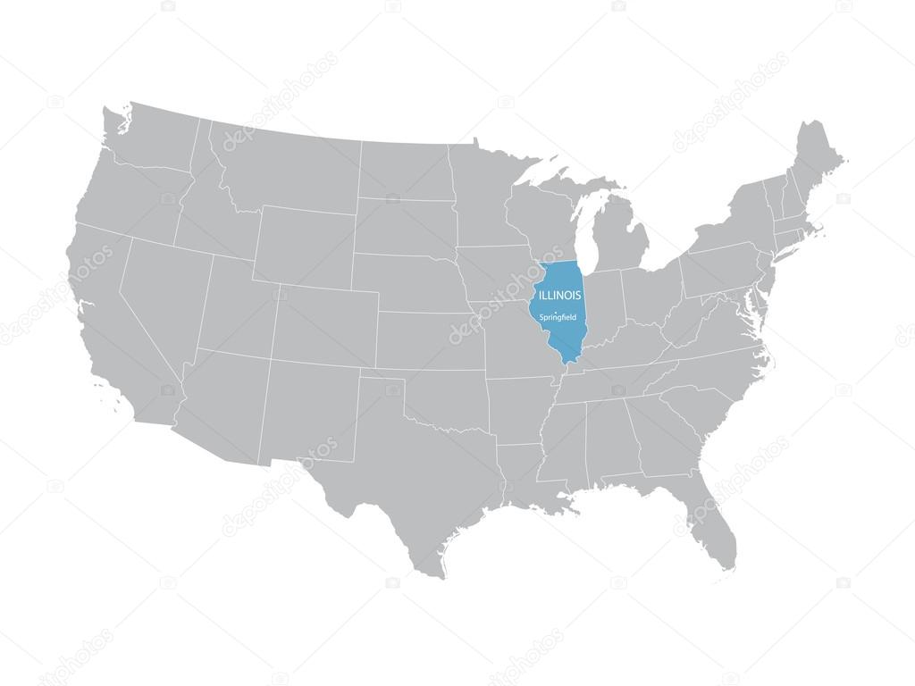 vector map of United States with indication of Illinois