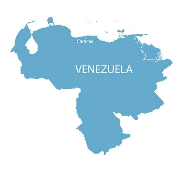 Mapa azul de Venezuela con indicación de Caracas — Vector de stock