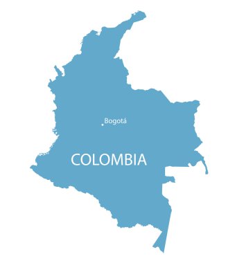 Mavi Kolombiya Haritası Bogota göstergesi ile