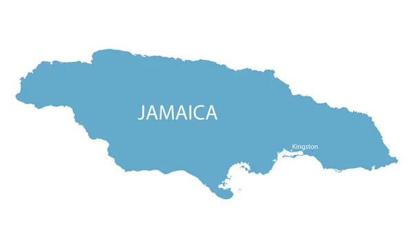 Blue map of Jamaica with indication of Kingston — Stock Vector