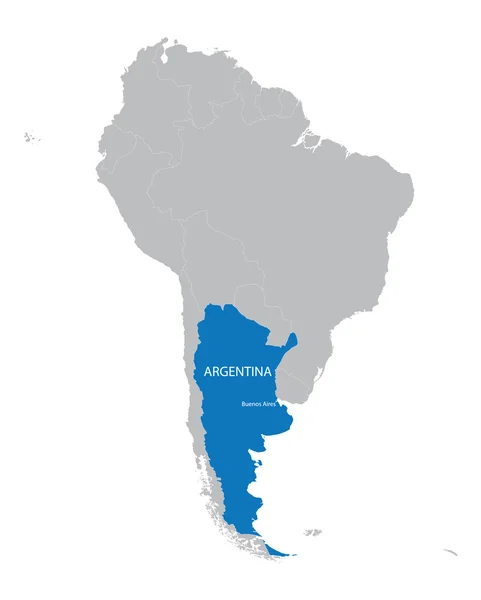 Map of South America with indication of Argentina — Stock Vector