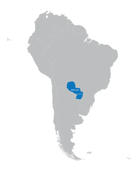 Carte de l'Amérique du Sud avec indication de Paraguay — Image vectorielle