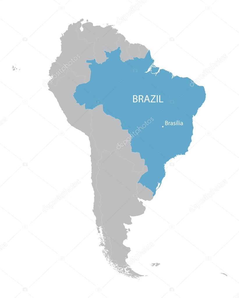 map of South America with indication of Brazil